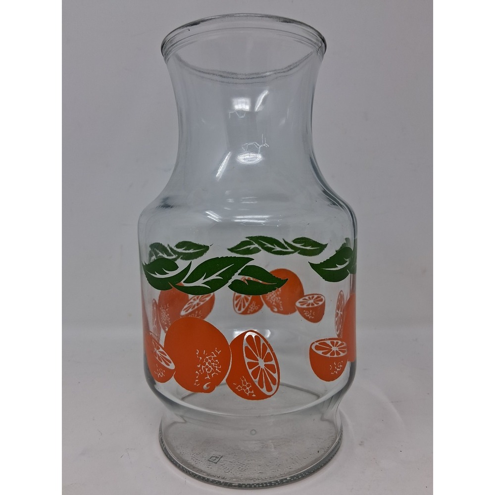 Vintage Anchor Hocking Orange Juice Carafe Pitcher Glass 1987 Citrus Retro